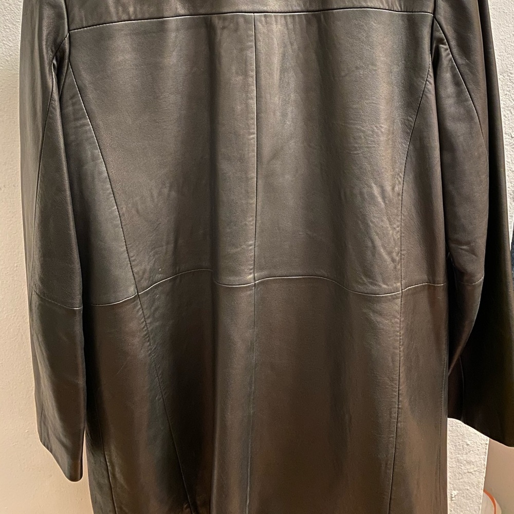 90s Calvin Klein trench style leather jacket - Picture 4 of 8